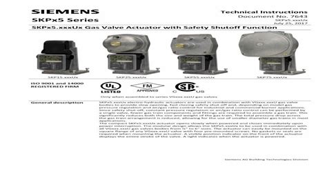 xxxux|Siemens SKPx5.xxxUx Gas Valve Actuator with Safety